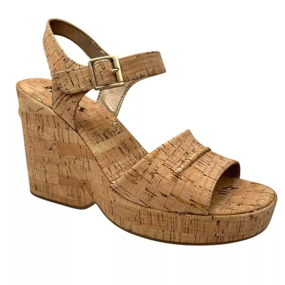KORKS Bardot Women's Chunky Platform Sandals Size 9 Tan/Brown Retro-inspired‎